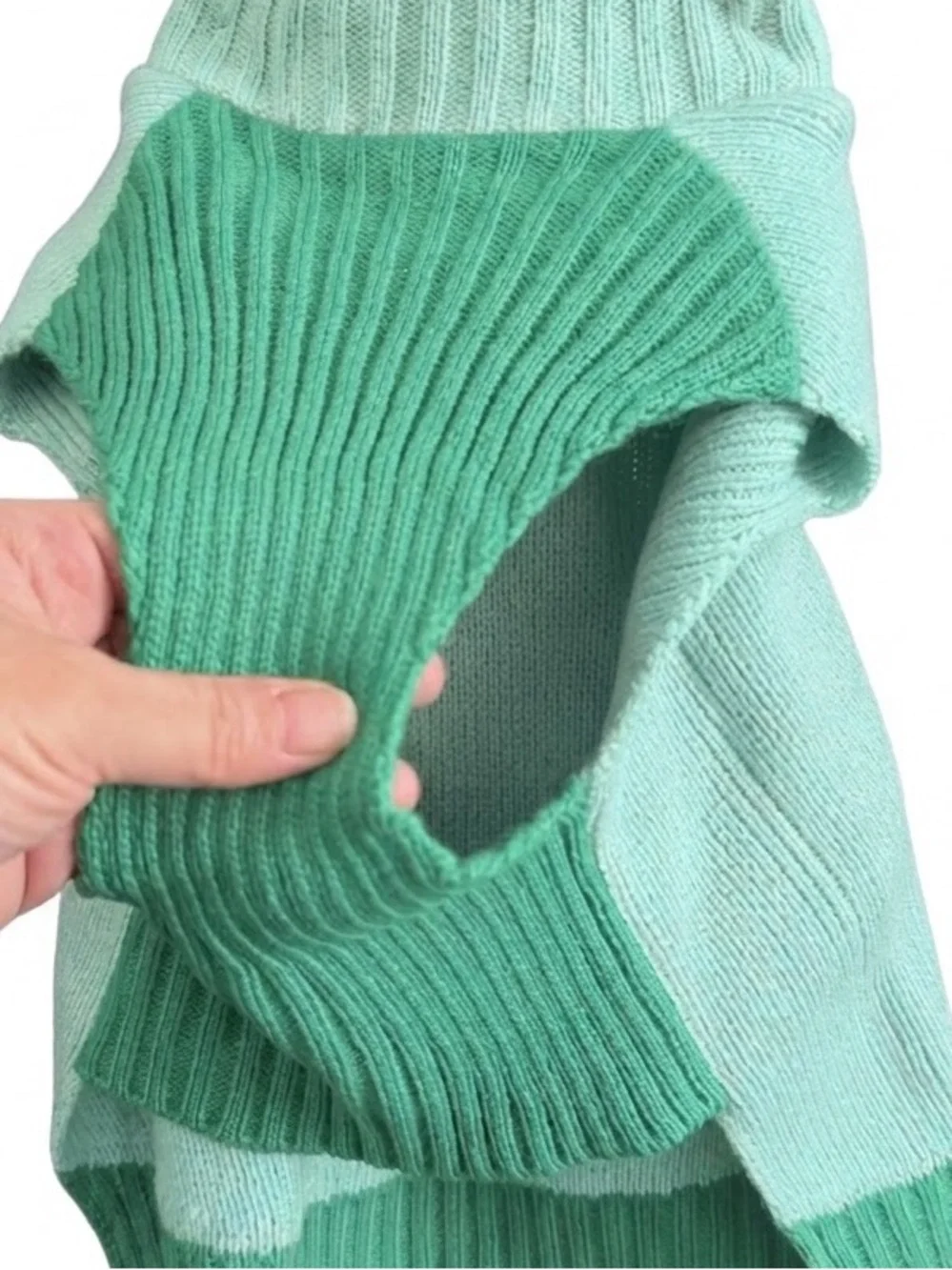 Mint Green Monster Knit Dog Sweater with Plush Hair
